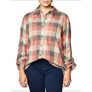 Carhartt Women's Fairview Plaid Shirt Button Up Shirt Size Small Roll Tab Sleeve